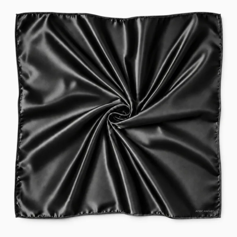 Zwarte Satijnen Vierkante Sjaal / Bandana / Hoofddoek 90 x 90 cm