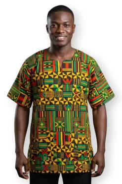 Zwart Geel Kente Dashiki Shirt / Dashiki Jurk - Afrikaans shirt - Unisex