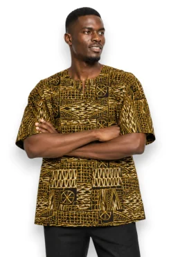 Zwart Geel Ndop Cameroon Dashiki Shirt / Dashiki Jurk - Afrikaans shirt - Unisex