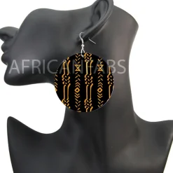 Zwart gele mud cloth / bogolan - Afrikaanse oorbellen