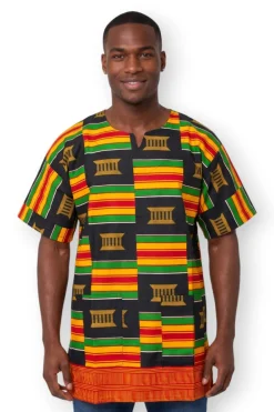 Zwart Pan Africa Kente Dashiki Shirt / Dashiki Jurk - Afrikaans shirt - Unisex