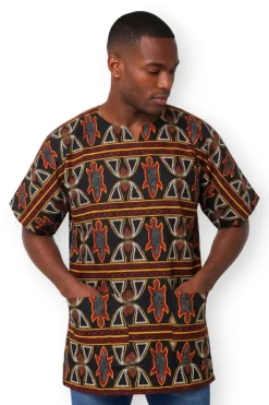 Zwart Rood Toghu Bamenda Cameroon Dashiki Shirt / Dashiki Jurk - Afrikaans shirt - Unisex