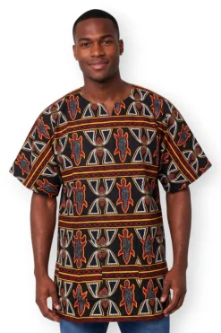 Zwart Rood Toghu Bamenda Cameroon Dashiki Shirt / Dashiki Jurk - Afrikaans shirt - Unisex