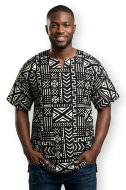 Zwart Wit Bogolan Symbols Dashiki Shirt / Dashiki Jurk - Afrikaans shirt - Unisex